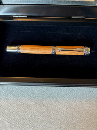 Majestic Rollerball Pen -Chrome- Olivewood- Ready Made with Box
