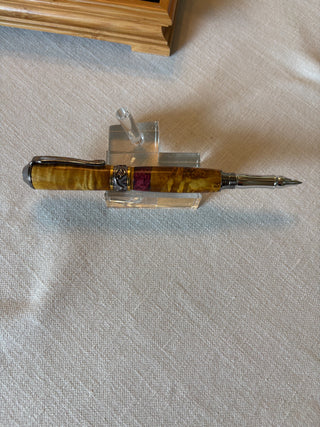 Nouveau Sceptre Rollerball  -Gun Metal- Dyed Maple Burl - Ready Made