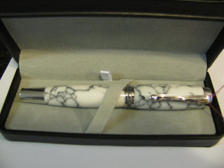 Statesman Rollerball Rhodium, Tru-stone Bianco Nero