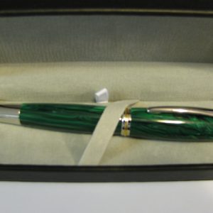 Gentlemans Rollerball Rhodium, Tru-stone Malachite