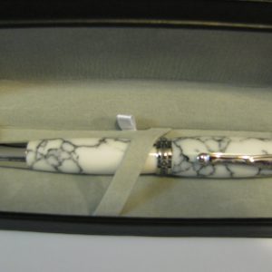 Statesman Rollerball Rhodium, Tru-stone Bianco Nero