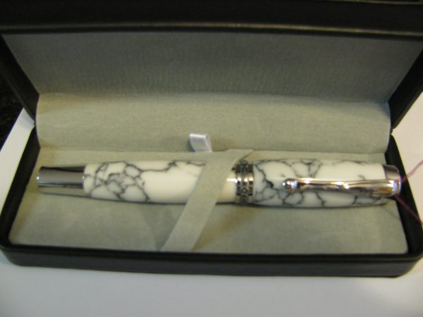 Statesman Rollerball Rhodium, Tru-stone Bianco Nero
